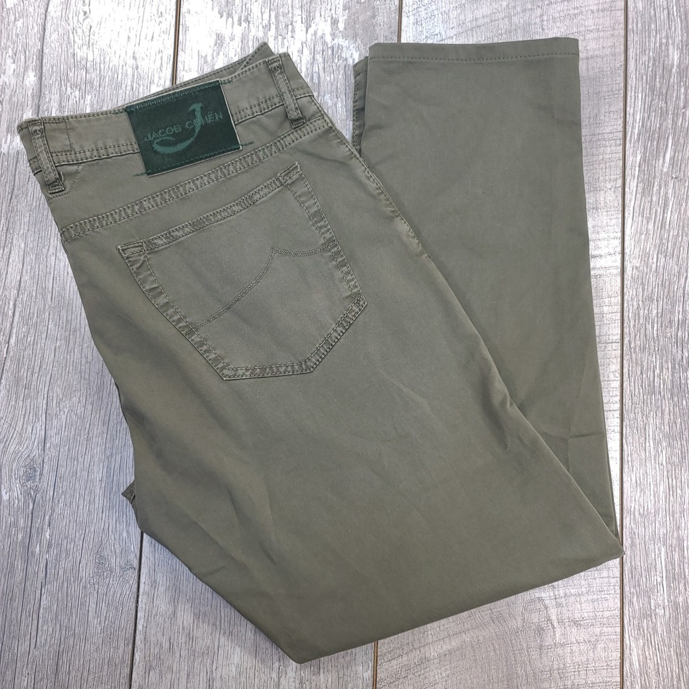 Jacob Cohen Pants Mens 40 Olive Green Style 688 Tailored Slim Straight Chino